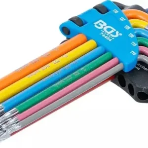Zástrčné klíče T10 ÷ T50 Multicolour, s vrtáním a kulovou hlavou (Sada 9 ks) BGS1074464 (BGS1074464) Cenově Výhodný