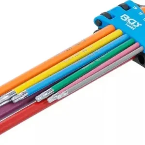 Zástrčné klíče T10 ÷ T50 Multicolour, extra dlouhé, s vrtáním a kulovou hlavou (Sada 9 ks) BGS1074465 (BGS1074465) Super Cena