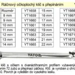 YATO Ráčnový klíč očkoplochý s přepínáním 20mm Akce