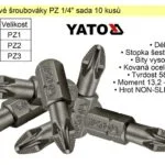 Zlevněný Bit křížový šroubovák PZ2x25mm 1/4″ sada 10 kusů YT-04712