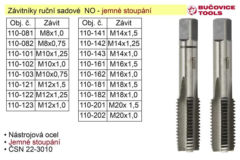 Závitníky ruční sadové M6x0,75 NO jenmý závit Doprava Zdarma