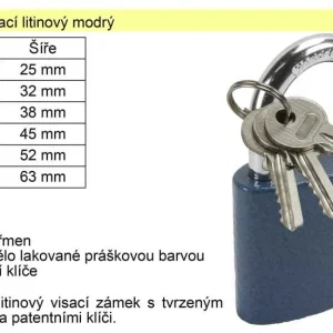 Zámek visací litinový modrý 52 mm Speciální Cena