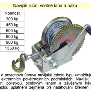 Akce Naviják ruční včetně lana a háku, nosnost500kg