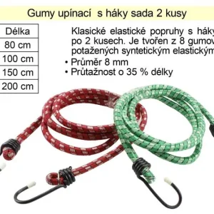 Značkový Gumy upínací 150 cm, 8 mm, sada 2 kusy