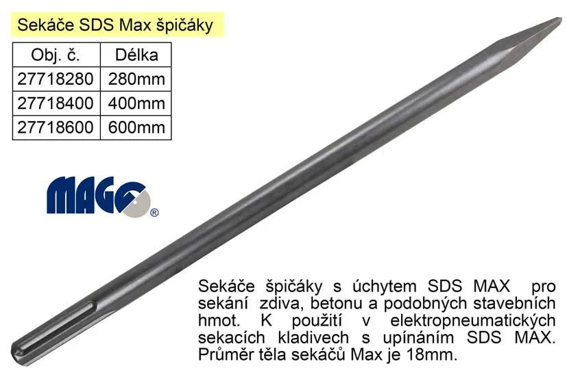Aktuální Sekáč SDS MAX špičák délka 600mm