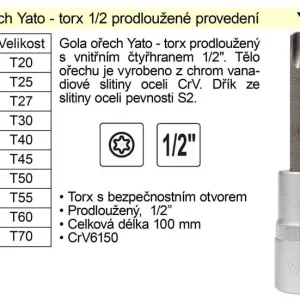 Zlevněný Gola ořech torx 1/2" prodloužený T40