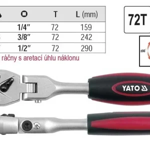 YATO Gola ráčna kloubová s páčkou 1/2" YT-0327 Nová Kolekce