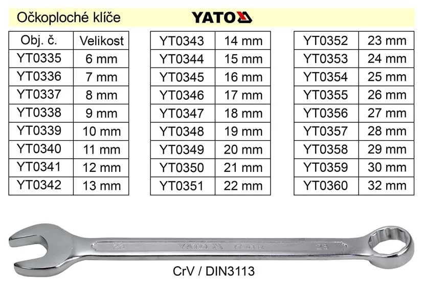 YATO Očkoplochý klíč 15mm CrV Speciální Cena