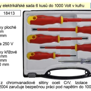 Zlevněný Šroubováky elektrikářské sada 6 kusů izolované do 1000 V v kufru