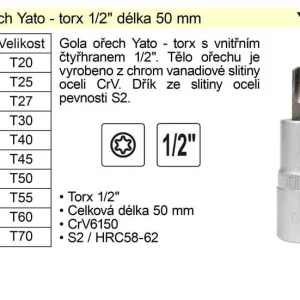 Aktuální Gola ořech torx 1/2"T55
