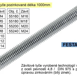 Závitová tyč pozinkovanáM6x1000mm Nakupujte Hned