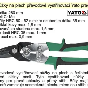 Akční Cena Nůžky na plech převodovéYato pravé 260 mm