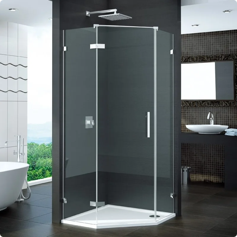Značkový RONAL PUR51 Pur jednokřídlé dveře pro pětiúhelník, <2m, levý, chrom/durlux PUR51GSM21022