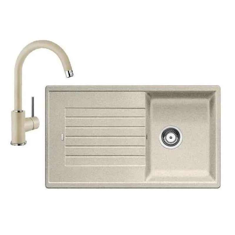 Značkový BLANCO SET dřez ZIA 45 SL Silgranit + dřezová baterie MIDA písek