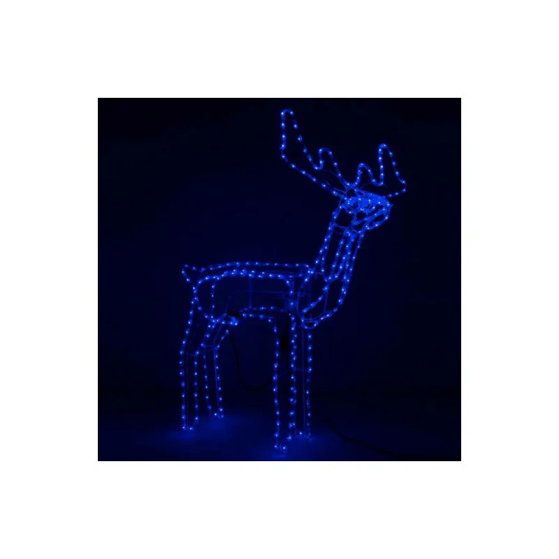 Zlevněný SPRINGOS LED Sob s pohyblivou hlavou - 115cm, 288LED, IP44, motorek, modrá