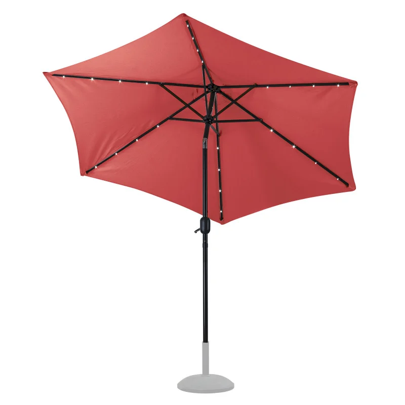 Akce DEMA Alu slunečník se solárním LED osvětlením 270 cm Triest, červený