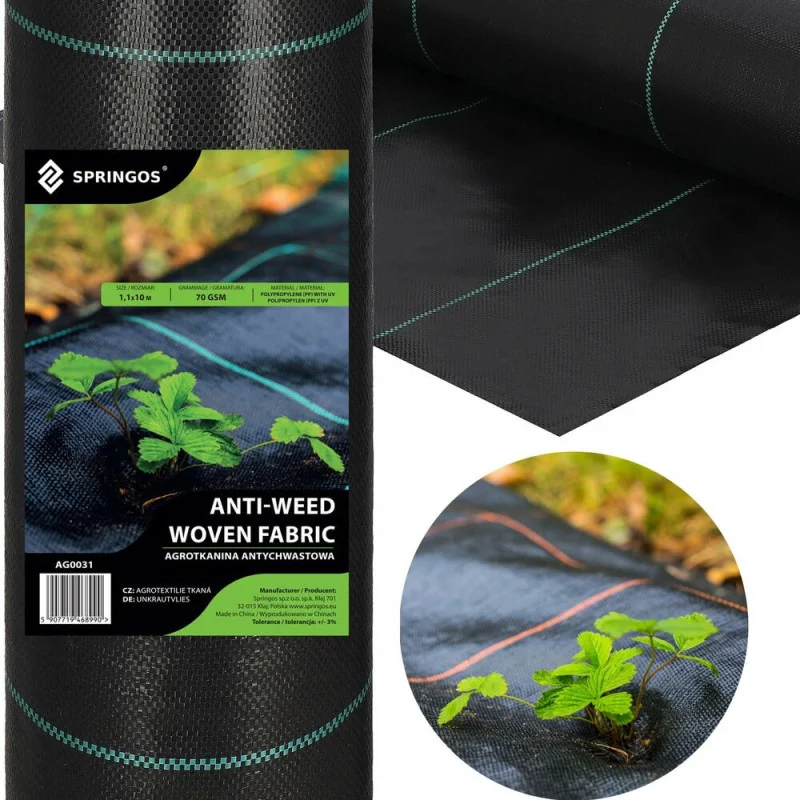 Zlevněný SPRINGOS Agrotextilie proti plevelu 1,1m x 10m, zesílená, černá SPRINGOS AG0031