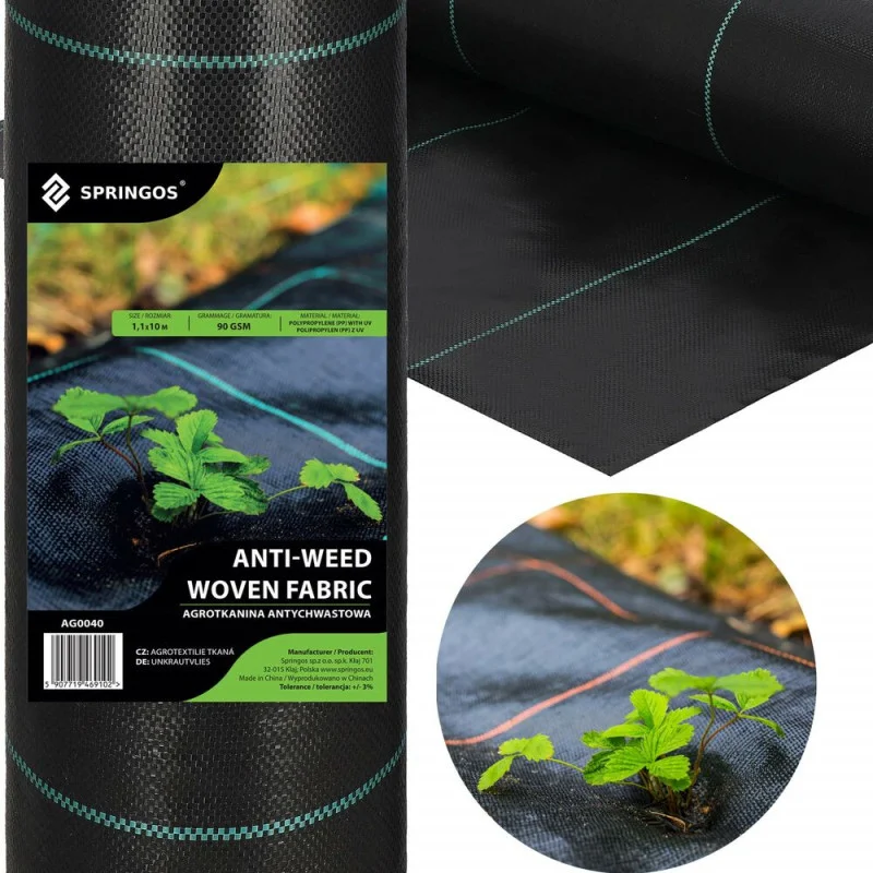 Zlevněný SPRINGOS Agrotextilie proti plevelu 1,1m x 10m, extra pevná, černá SPRINGOS AG0040