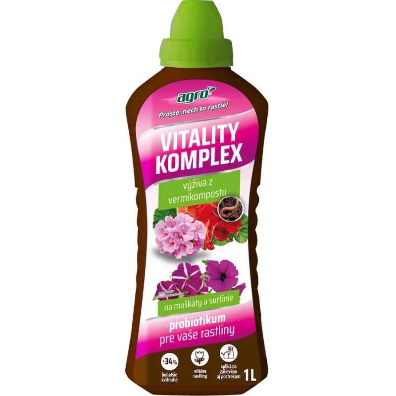 AGRO Kapalné hnojivo Vitality Komplex muškáty a surfinie 1 L Autentický