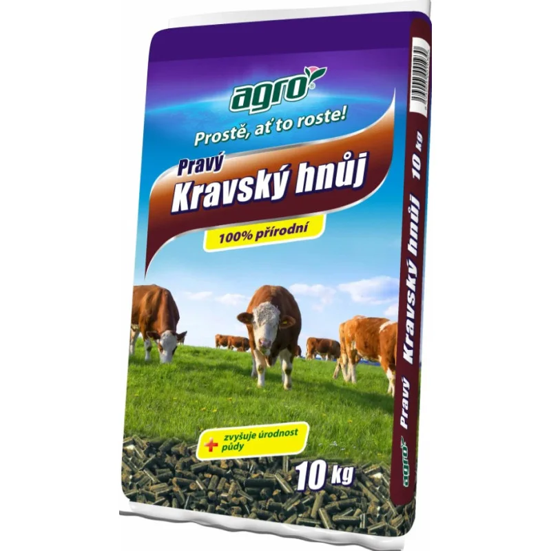 AGRO Pravý kravský hnůj granulovaný 10 kg Časově Omezené