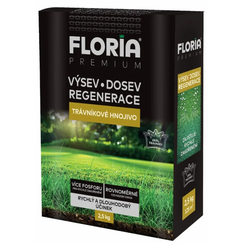 Značkový FLORIA Trávníkové hnojivo na výsev, dosev a regeneraci 2,5 kg