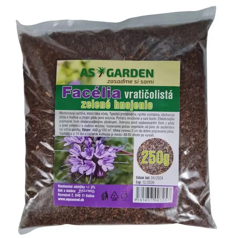 Aktuální AS Garden Osivo Facelie vratičolistá 250 g
